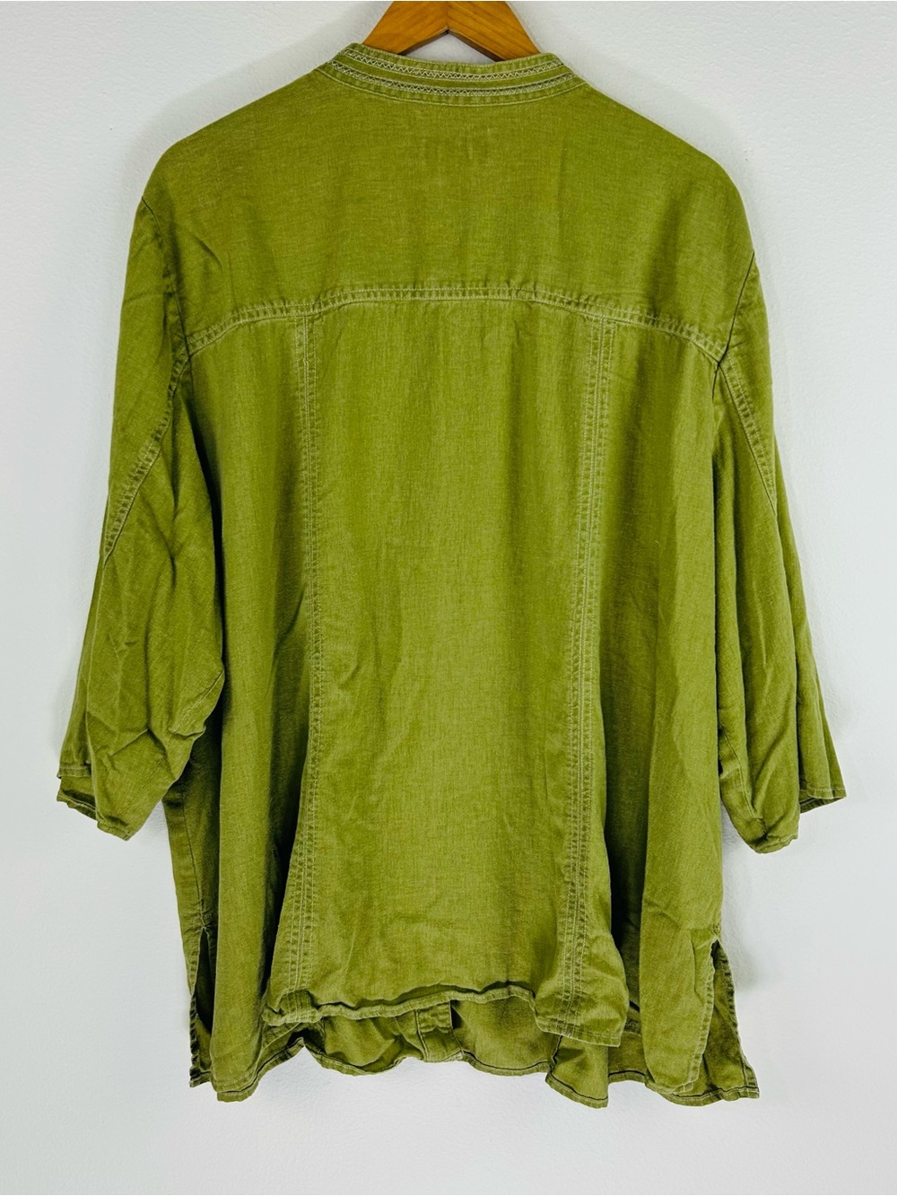 Maggie Barnes Women’s Green Linen Blend Casual Button Down Shirt Size 3X - Picture 2 of 6